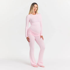 COTTON JERSEY MATERNITY LONG SLEEVE T-SHIRT | CHERRY BLOSSOM