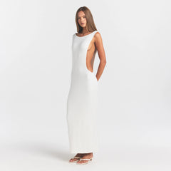 SMOOTH LAYERS CUT OUT LONG DRESS | EGRET