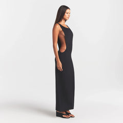 SMOOTH LAYERS CUT OUT LONG DRESS | OBSIDIAN