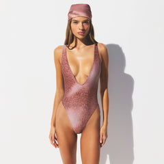 SIGNATURE SWIM PLUNGE ONE PIECE | HENNA FK OMBRE PRINT