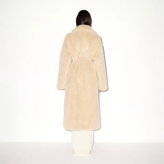 FAUX FUR OVERSIZED LONG COAT | CHAMPAGNE