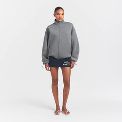 NEOPRENE OUTERWEAR OVERSIZED MOCK NECK JACKET | DARK HEATHER GREY