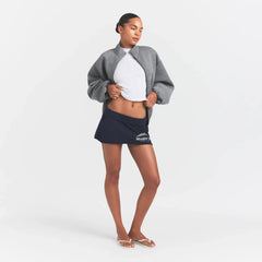 NEOPRENE OUTERWEAR OVERSIZED MOCK NECK JACKET | DARK HEATHER GREY