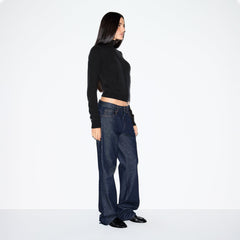 WOOL CASHMERE ZIP UP MOCK NECK SWEATER | ONYX