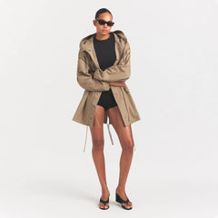 WOVEN COTTON OVERSIZED ANORAK | DESERT