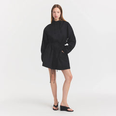 WOVEN COTTON OVERSIZED ANORAK | ONYX