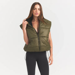 LIGHTWEIGHT PUFFER OVERSIZED VEST | OLIVE