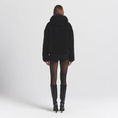 FAUX FUR HOODIE | ONYX