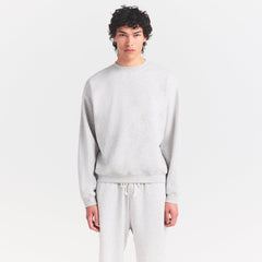 FLEECE LOUNGE MENS RELAXED HIGH CREWNECK | LIGHT HEATHER GREY