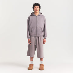 FLEECE LOUNGE MENS RELAXED ZIP UP HOODIE | SHADOW