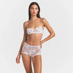 STRETCH LACE BOY SHORT | SNOW VINTAGE FLORAL PRINT