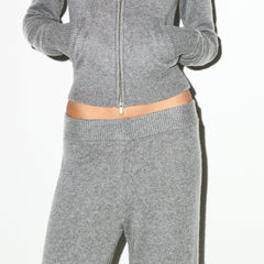 CASHMERE WIDE LEG PANT | DARK HEATHER GREY