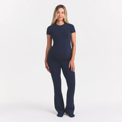 COTTON JERSEY MATERNITY FOLDOVER PANT | NAVY