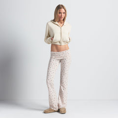 COTTON JERSEY FOLDOVER PANT | OATMEAL HEATHER HOLLY PRINT