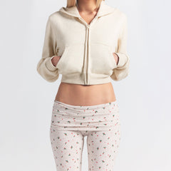 COTTON JERSEY FOLDOVER PANT | OATMEAL HEATHER HOLLY PRINT