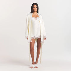 WOVEN SHINE LACE ROBE | IVORY