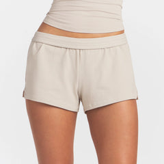 COTTON JERSEY LOOSE SHORT | STONE