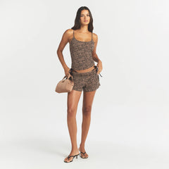 COTTON JERSEY LOOSE SHORT | SIENNA NATURAL LEOPARD