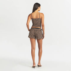 COTTON JERSEY LOOSE SHORT | SIENNA NATURAL LEOPARD