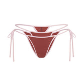SIGNATURE SWIM LAYERED TIE SIDE BIKINI BOTTOM | HENNA CONTRAST
