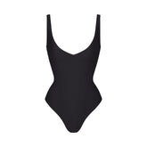 SKIMS BODY UNLINED PLUNGE THONG BODYSUIT | ONYX