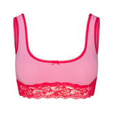 LIGHTWEIGHT COTTON LACE SCOOP BRALETTE | CARNATION CONTRAST