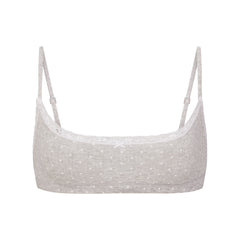 LIGHTWEIGHT COTTON POINTELLE SCOOP BRALETTE | LIGHT HEATHER GREY PIN DOT