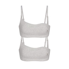 COTTON JERSEY MATERNITY NURSING SCOOP BRALETTE 2-PACK | LIGHT HEATHER GREY