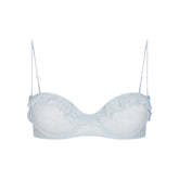 STRETCH LACE RUFFLE UNLINED BRA | POWDER BLUE