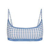 LIGHTWEIGHT COTTON LOGO PICOT SCOOP BRALETTE | ARCTIC GINGHAM