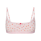 LIGHTWEIGHT COTTON LOGO PICOT SCOOP BRALETTE | BABY PINK ARROWED HEARTS