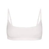 LIGHTWEIGHT COTTON LOGO PICOT SCOOP BRALETTE | SNOW