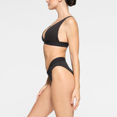 COTTON RIB PLUNGE BRALETTE | SOOT