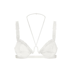 ULTRA FINE MESH RUFFLE BRA | IVORY