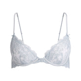 EMBROIDERED LINGERIE FRONT CLOSE UNLINED BRA | PEARL