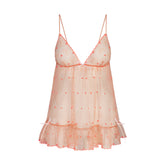 EMBROIDERED TULLE MINI SLIP DRESS AND TANGA SET | GUAVA HEART TULLE