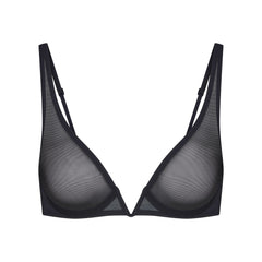 ULTRA FINE MESH DEEP PLUNGE BRA | OBSIDIAN