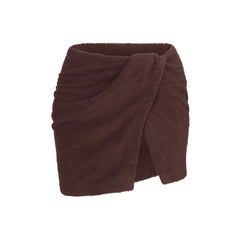 TERRY COVER-UPS WRAP SKIRT | DARK SEPIA