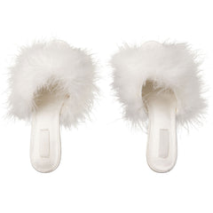 FEATHER KITTEN HEEL | IVORY
