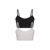 COTTON SEAMLESS JUNIORS BRALETTE 2-PACK | LIGHT HEATHER GREY AND SOOT