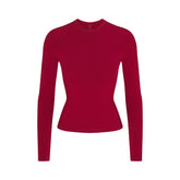 COTTON JERSEY LONG SLEEVE T-SHIRT | BRICK