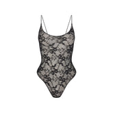 STRETCH LACE SCOOP NECK BODYSUIT | SOOT