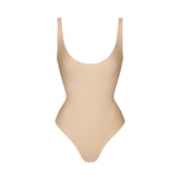 SKIMS BODY SCOOP LOW BACK THONG BODYSUIT | SAND