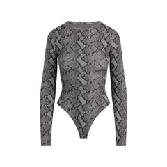 FITS EVERYBODY LONG SLEEVE CREW NECK BODYSUIT | SHADOW SNAKE PRINT