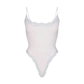 FITS EVERYBODY LACE CAMI BODYSUIT | SLATE PIN DOT PRINT