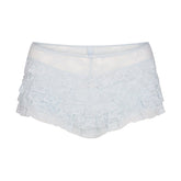 STRETCH LACE RUFFLE SHORT | POWDER BLUE