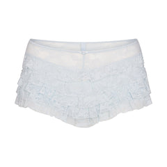 STRETCH LACE RUFFLE SHORT | POWDER BLUE