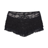 STRETCH LACE RUFFLE SHORT | SOOT