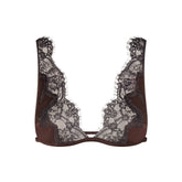 SILK LACE PLUNGE BRALETTE | ESPRESSO CONTRAST