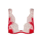 SILK LACE PLUNGE BRALETTE | RUBY CONTRAST